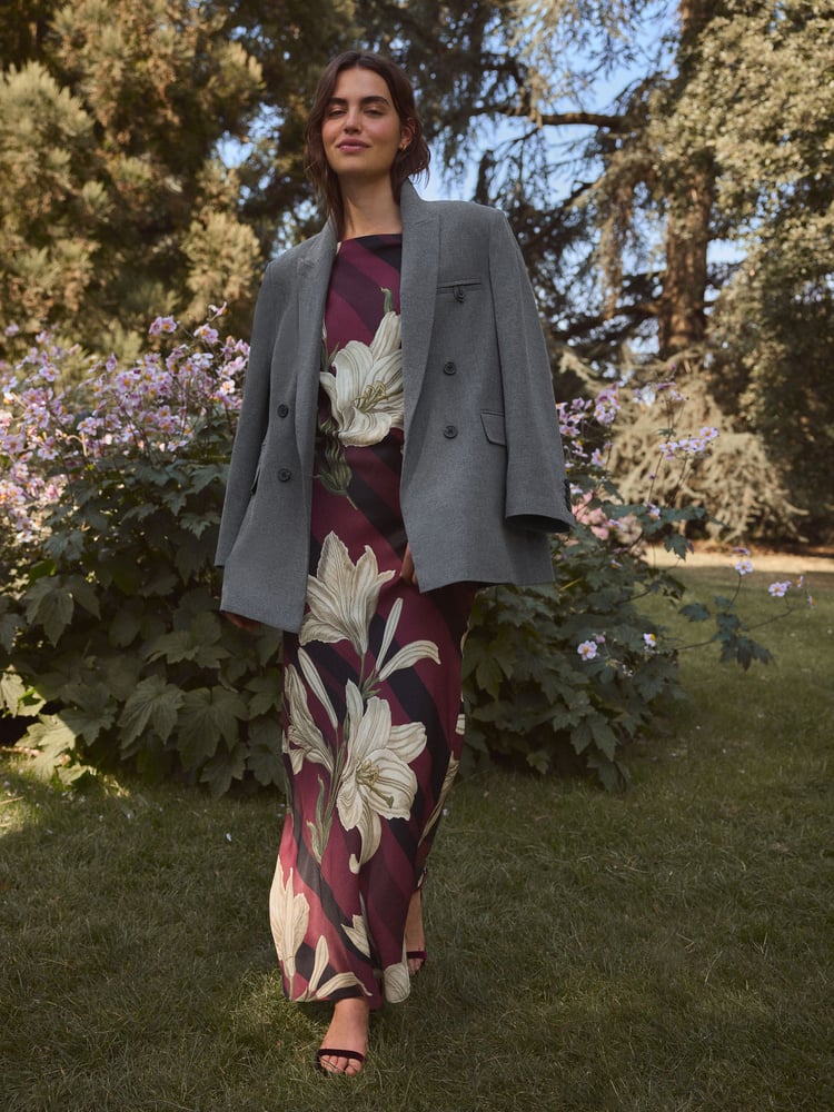 Purple/Black Stripe Floral Kew Collection Cowl Neck Maxi Dress - Image 2 of 5