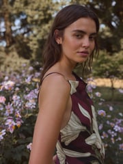 Purple/Black Stripe Floral Kew Collection Cowl Neck Maxi Dress - Image 4 of 5