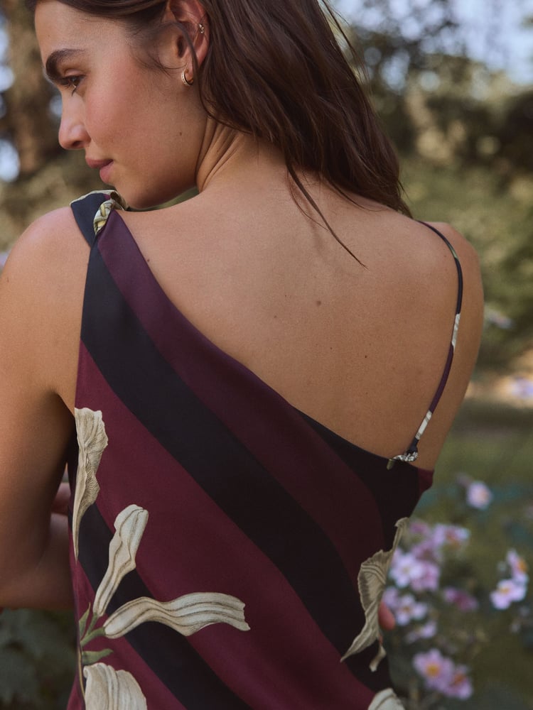 Purple/Black Stripe Floral Kew Collection Cowl Neck Maxi Dress - Image 5 of 5