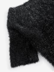 Black Sparkle Tinsel Short Sleeve Knitted T-Shirt Jumper - Image 8 of 8
