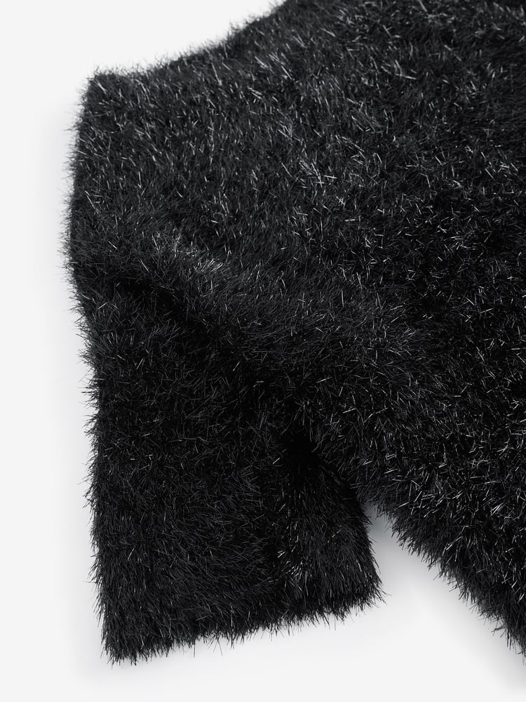 Black Sparkle Tinsel Short Sleeve Knitted T-Shirt Jumper - Image 8 of 8
