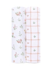 aden + anais Pink Essentials 100% Cotton Blanket Country Floral  Muslins 2 Pack - Image 1 of 2