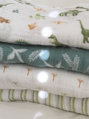 aden + anais Green Essentials 100% Cotton Blanket Dino Jungle Muslins 4 Pack - Image 3 of 8