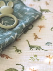 aden + anais Green Essentials 100% Cotton Blanket Dino Jungle Muslins 2 Pack - Image 2 of 2