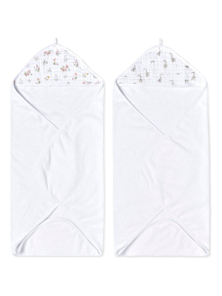 aden + anais Green Essentials Dino Jungle Hooded 100% Cotton Towels 2 Pack - Image 1 of 5