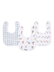 aden + anais White Essentials 100% Cotton Muslin Baby Snap Elephant Circus Bibs 3 Pack - Image 1 of 5