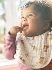 aden + anais White Essentials 100% Cotton Muslin Baby Snap Elephant Circus Bibs 3 Pack - Image 2 of 5