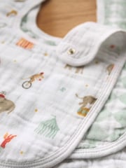 aden + anais White Essentials 100% Cotton Muslin Baby Snap Elephant Circus Bibs 3 Pack - Image 3 of 5