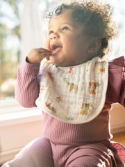 aden + anais White Essentials 100% Cotton Muslin Baby Snap Elephant Circus Bibs 3 Pack - Image 5 of 5