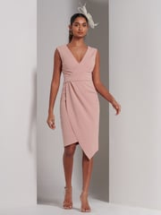 Jolie Moi Pink Kiana Wrap Ruched Bodycon Dress - Image 5 of 6