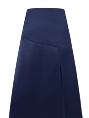 Hot Squash Blue Satin Midi Skirt with Side Split - Image 5 of 5
