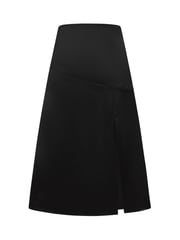 Hot Squash Satin Black Midi Skirt with Side Split - Image 6 of 6
