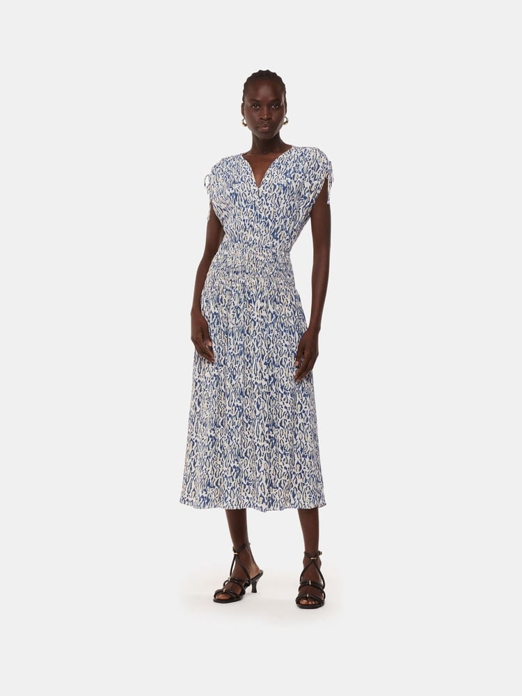 Whistles White Flaming Leopard Print Dress - Image 1 of 5 Whistles White Flaming Leopard Print Dress - Image 1 of 5