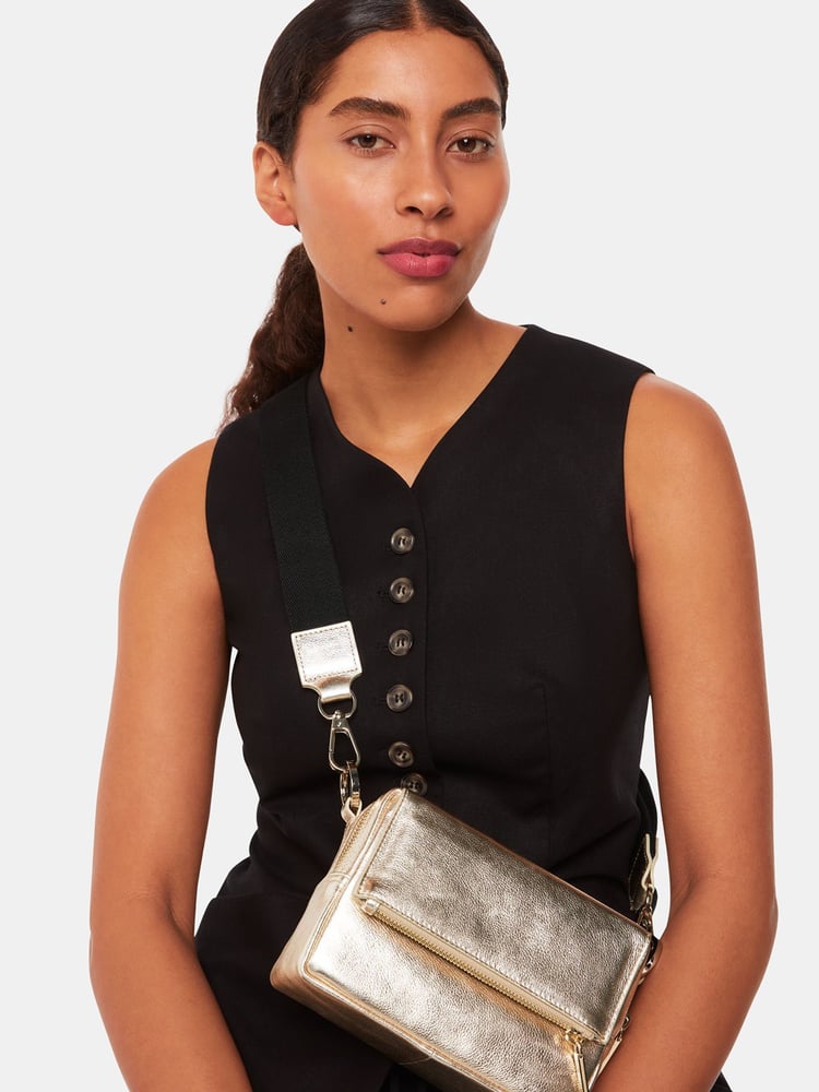 Whistles Gold Bibi Cross-Body Bag - Image 1 of 5 Whistles Gold Bibi Cross-Body Bag - Image 1 of 5