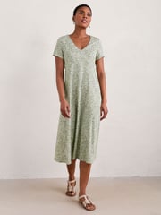 Seasalt Cornwall Green Tamsyn V-Neck Jersey Midi Dress - Image 1 of 5