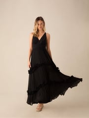 Ro&Zo Black Sienna Pleated Frill Maxi Dress - Image 5 of 8