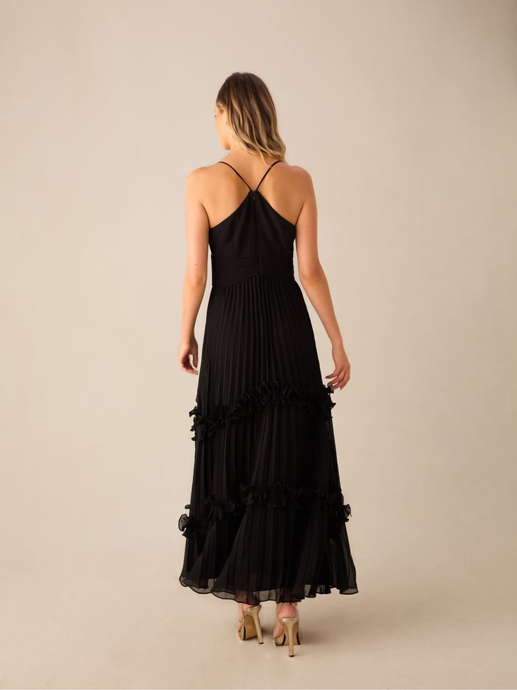 Ro&Zo Black Sienna Pleated Frill Maxi Dress - Image 8 of 8