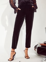 Friends Like These Black Velvet Tailored Ankle Grazer Trousers Co Ord Suit - Image 1 of 3