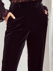Friends Like These Black Velvet Tailored Ankle Grazer Trousers Co Ord Suit - Image 2 of 3
