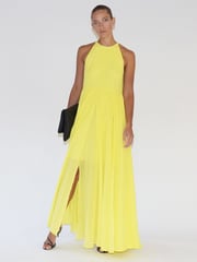 Religion Yellow Dusk Halter Neck Maxi Dress With Full Skirt - Image 3 of 6
