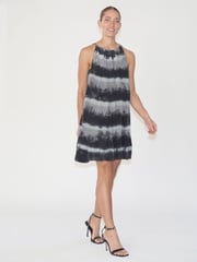 Religion Black Halterneck Mini Dress in Tie Dye Stripe With Drawstring - Image 4 of 6