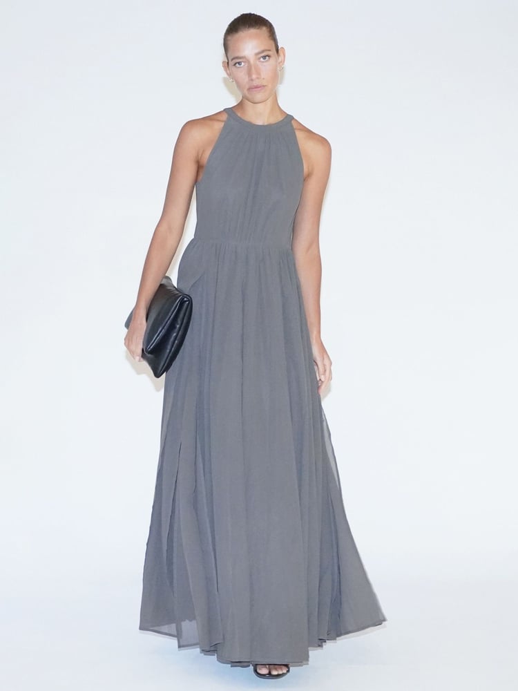 Religion Grey Dusk Halter Neck Maxi Dress With Full Skirt - Image 1 of 7