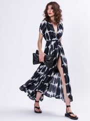 Religion Blue Delight Wrap Dress With Full Skirt - Image 1 of 7