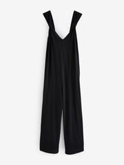 Black Jersey Wide Leg V-Neck Jumpsuit - Image 6 of 8