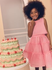 Coral Pink Occasion Top And Skirt Co-ord Set (3-16yrs) - Image 1 of 10