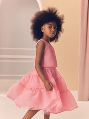 Coral Pink Occasion Top And Skirt Co-ord Set (3-16yrs) - Image 2 of 10