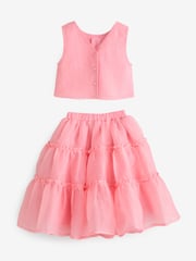 Coral Pink Occasion Top And Skirt Co-ord Set (3-16yrs) - Image 7 of 10
