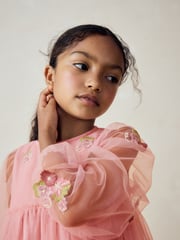 Pink Embellished Mesh Dress (3-16yrs) - Image 3 of 4