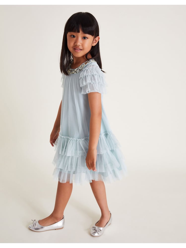 Monsoon Blue Alexandra Ruffle Swing Dress - Image 2 of 5
