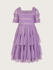 Monsoon Purple Ruffle Tiered Tulle Dress - Image 1 of 3