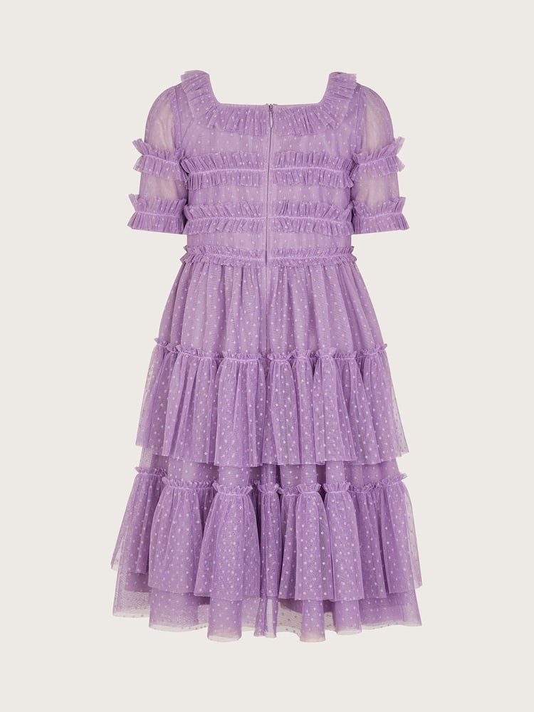 Monsoon Purple Ruffle Tiered Tulle Dress - Image 2 of 3