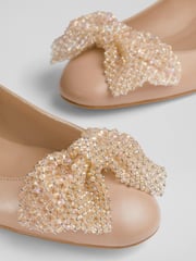 LK Bennett Beige Natural Christa Sparkle Bow Flats - Image 4 of 4