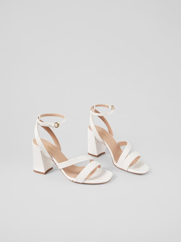 LK Bennett Cream Edita Pearl Strap Block Heels - Image 2 of 4