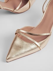 LK Bennett Metallic Madely Double Strap Kitten Shoes - Image 3 of 4