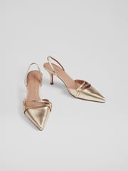 LK Bennett Metallic Madely Double Strap Kitten Shoes - Image 4 of 4