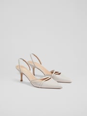 LK Bennett Natural Madely Double Strap Kitten Shoes - Image 2 of 4
