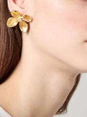 LK Bennett Metallic Posie Flower Statement Earrings - Image 3 of 4