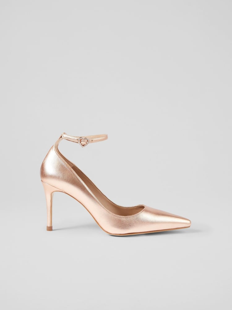 LK Bennett Metallic Catelyn Copper Ankle Strap Closed Courts - Image 1 of 4