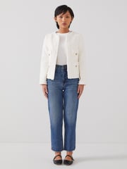 LK Bennett Ivory Cream Charlie Petite Italian Cotton Blend Tweed Jacket - Image 1 of 4