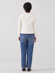 LK Bennett Ivory Cream Charlie Petite Italian Cotton Blend Tweed Jacket - Image 2 of 4