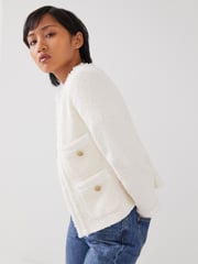 LK Bennett Ivory Cream Charlie Petite Italian Cotton Blend Tweed Jacket - Image 3 of 4