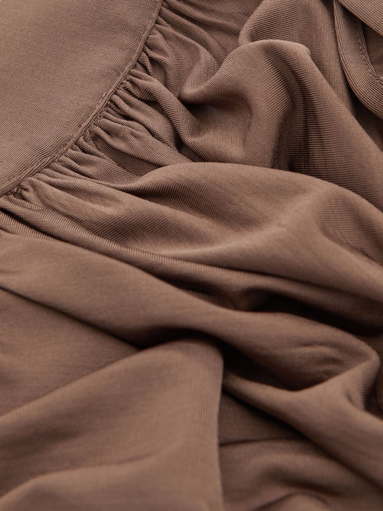 Reiss Dark Mink Luisa Draped Tie Neck Top - Image 4 of 4