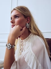 Gold Tone Sparkle Statement Stud Earrings - Image 2 of 4