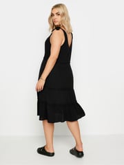 Yours Curve Black Limited Tiered Frill Tie Sleeve Mini Dress - Image 2 of 5