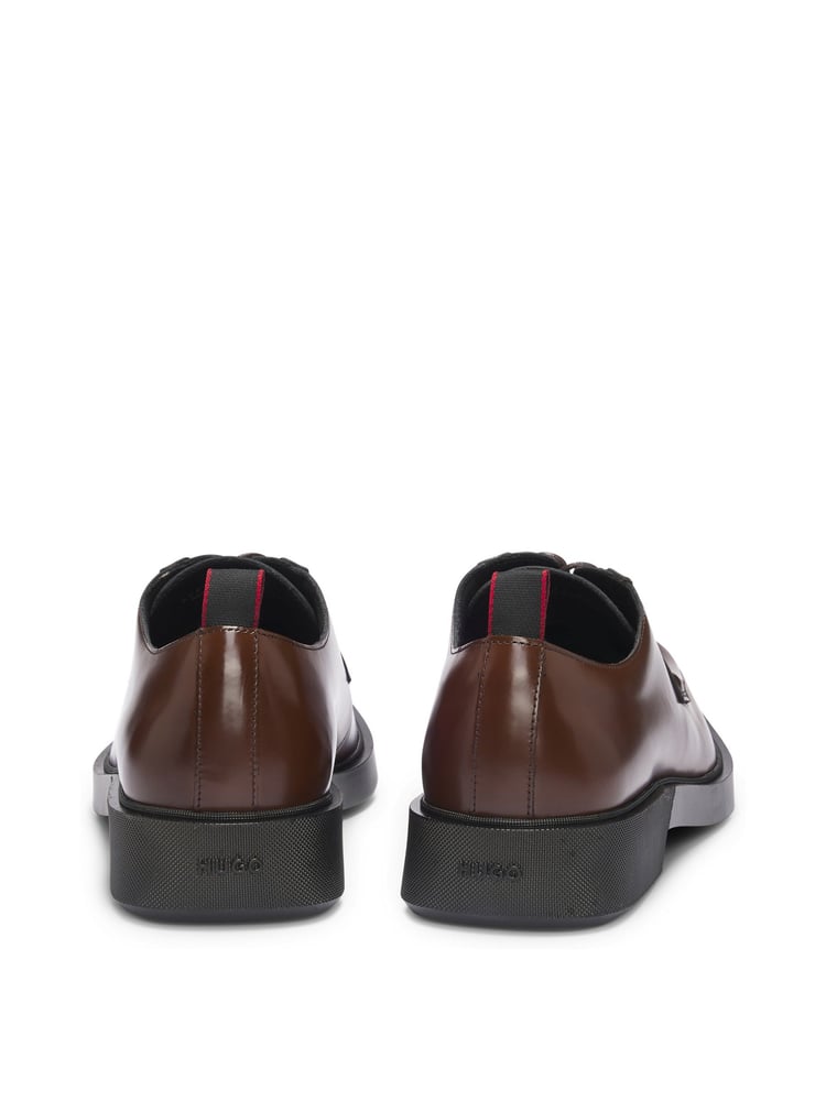 HUGO Brown Piping Detail Derby Shoes In Leather - Image 2 of 4 HUGO Brown Piping Detail Derby Shoes In Leather - Image 2 of 4
