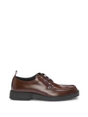 HUGO Brown Piping Detail Derby Shoes In Leather - Image 3 of 4